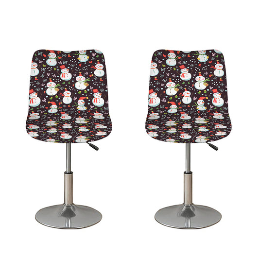 Happy Snowman Pattern Print Bar Stool Covers