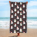 Happy Snowman Pattern Print Beach Towel