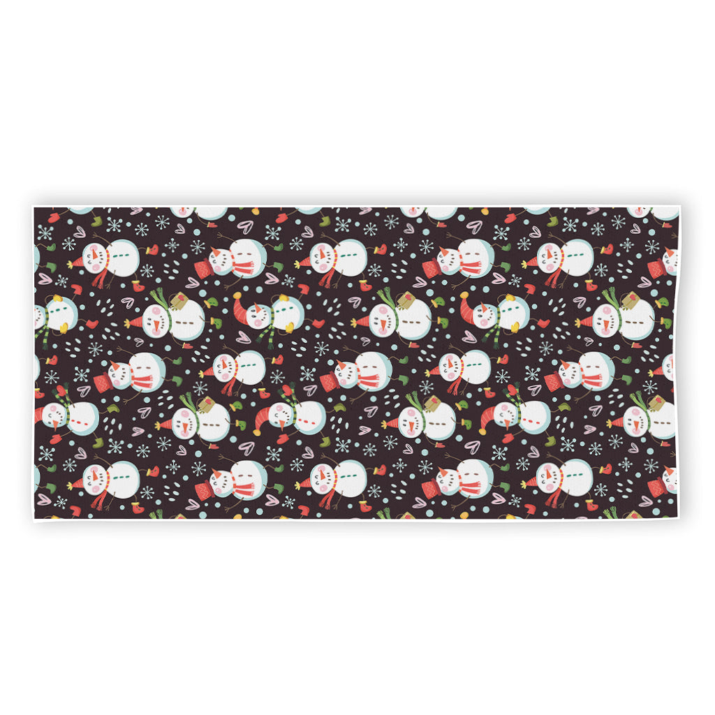 Happy Snowman Pattern Print Beach Towel