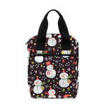 Happy Snowman Pattern Print Bible Tote Bag