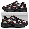 Happy Snowman Pattern Print Black Chunky Shoes