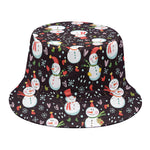 Happy Snowman Pattern Print Bucket Hat