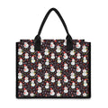 Happy Snowman Pattern Print Canvas Tote Bag