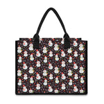 Happy Snowman Pattern Print Canvas Tote Bag