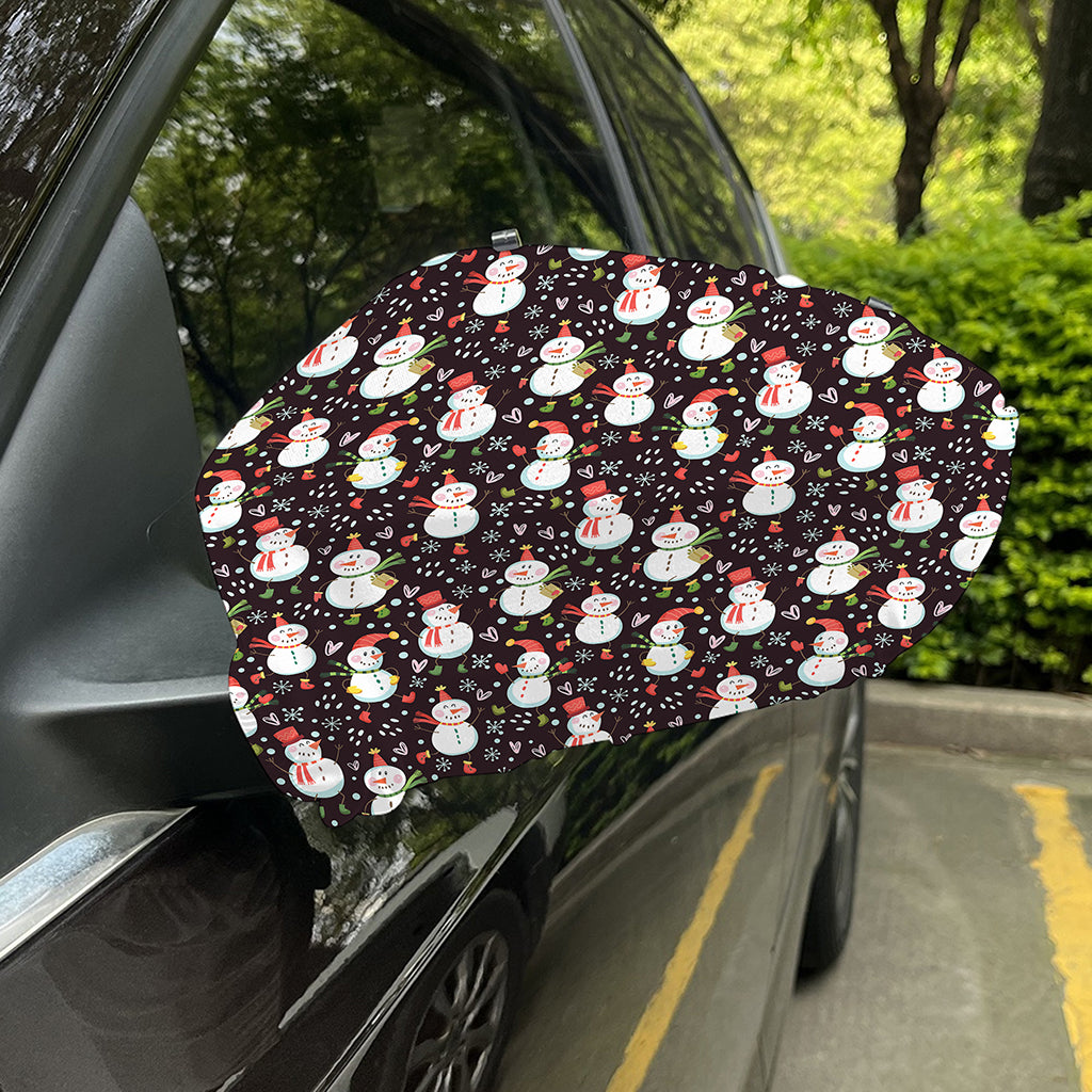 Happy Snowman Pattern Print Car Side Mirror Covers