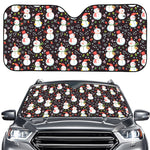 Happy Snowman Pattern Print Car Windshield Sun Shade
