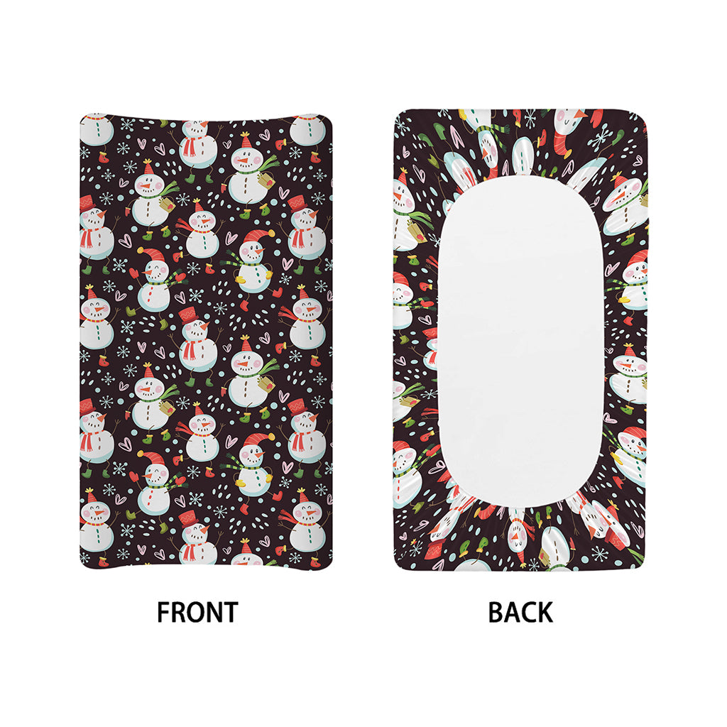Happy Snowman Pattern Print Changing Pad Cover