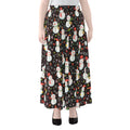 Happy Snowman Pattern Print Chiffon Maxi Skirt