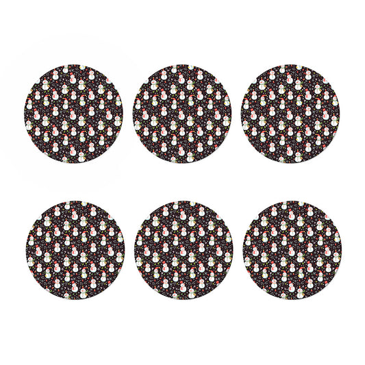 Happy Snowman Pattern Print Coaster Set