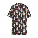Happy Snowman Pattern Print Cotton Hawaiian Shirt