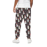 Happy Snowman Pattern Print Cotton Pants