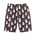Happy Snowman Pattern Print Cotton Shorts