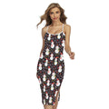 Happy Snowman Pattern Print Cross Back Cami Dress