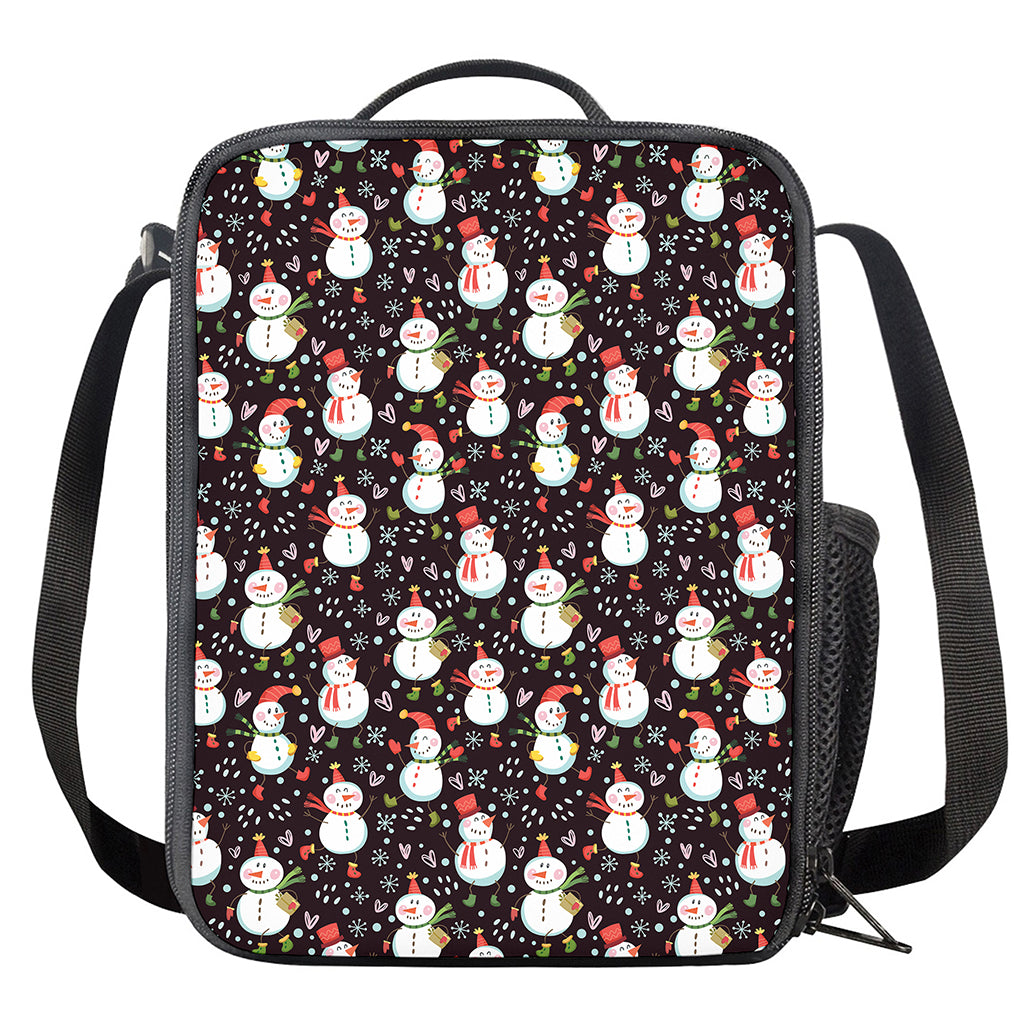 Happy Snowman Pattern Print Crossbody Lunch Bag