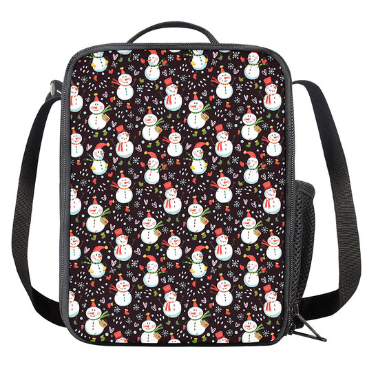 Happy Snowman Pattern Print Crossbody Lunch Bag
