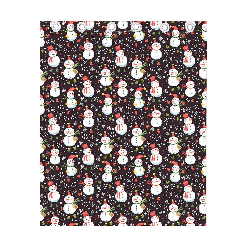Happy Snowman Pattern Print Curtain