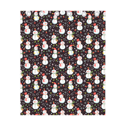 Happy Snowman Pattern Print Curtain