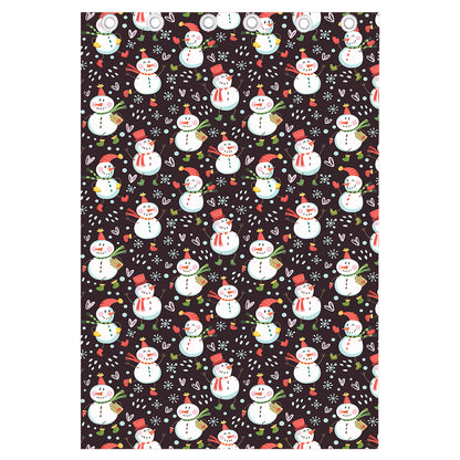 Happy Snowman Pattern Print Curtain