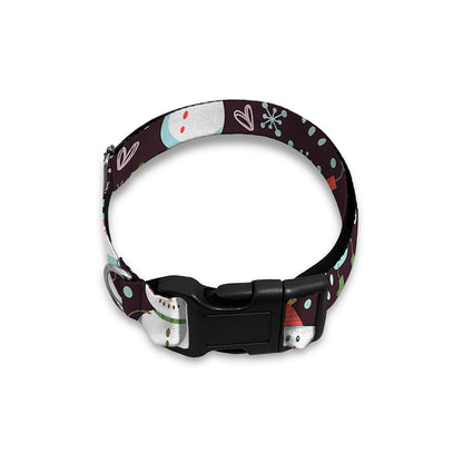Happy Snowman Pattern Print Dog Collar