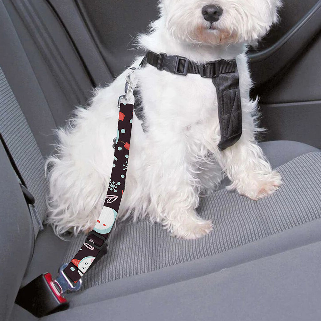 Happy Snowman Pattern Print Dog Seat Belt