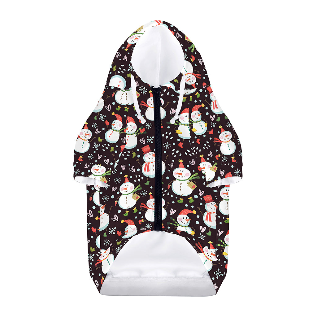Happy Snowman Pattern Print Dog Zip Up Hoodie