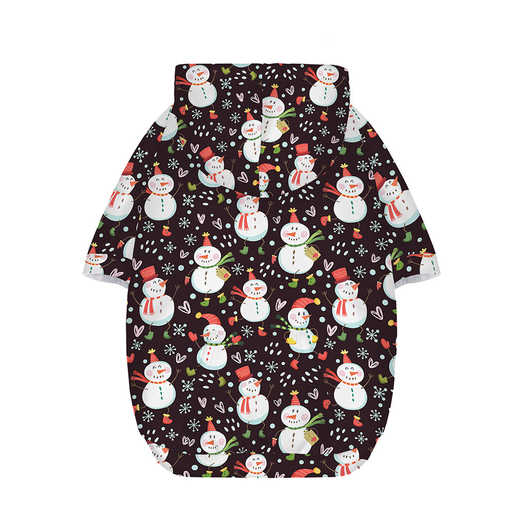 Happy Snowman Pattern Print Dog Zip Up Hoodie