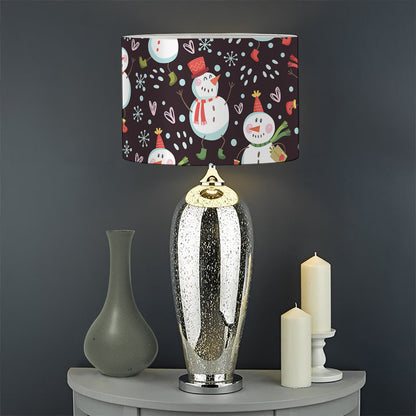 Happy Snowman Pattern Print Drum Lamp Shade