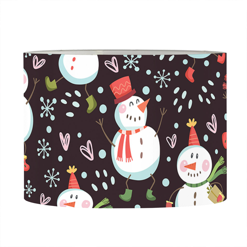 Happy Snowman Pattern Print Drum Lamp Shade