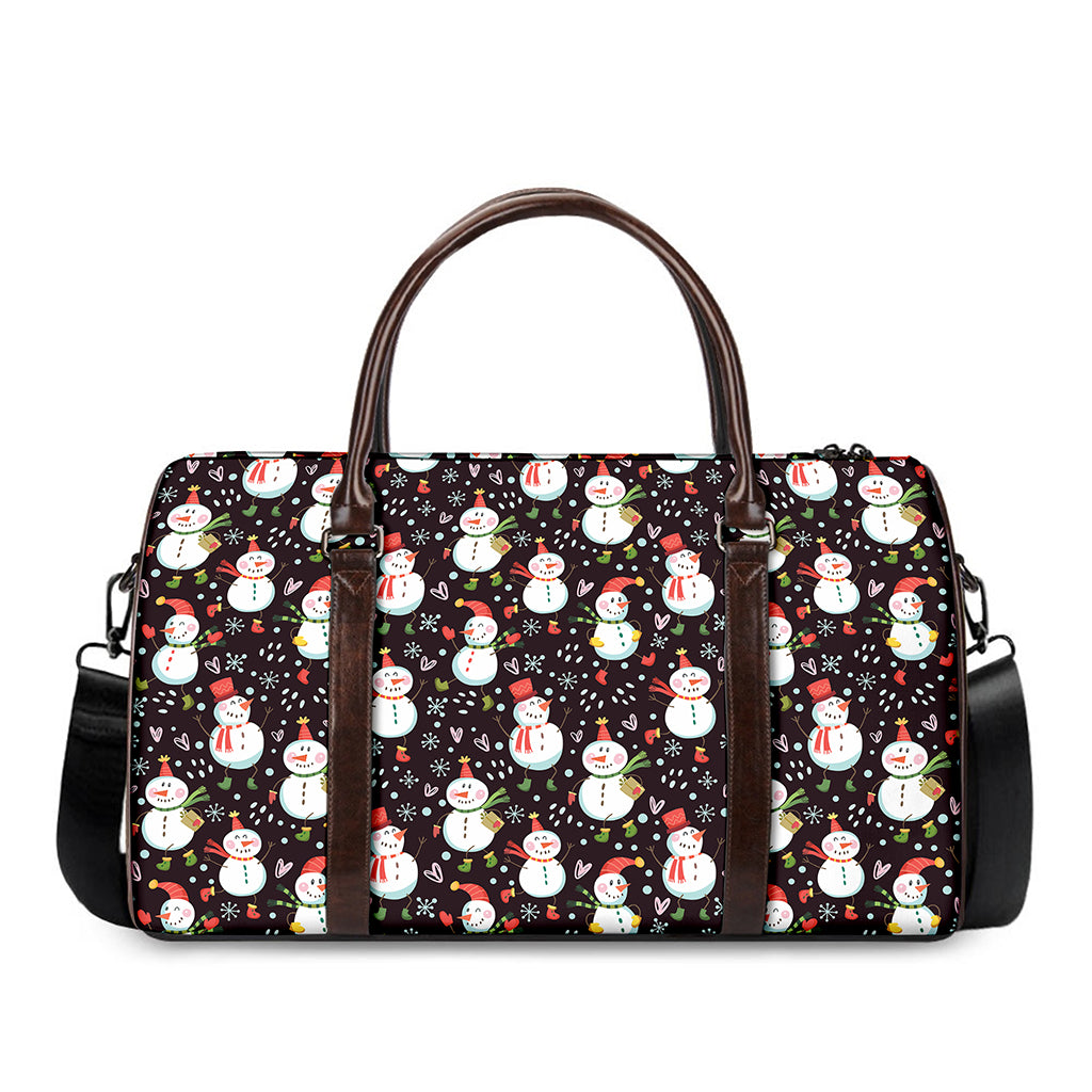 Happy Snowman Pattern Print Duffle Bag