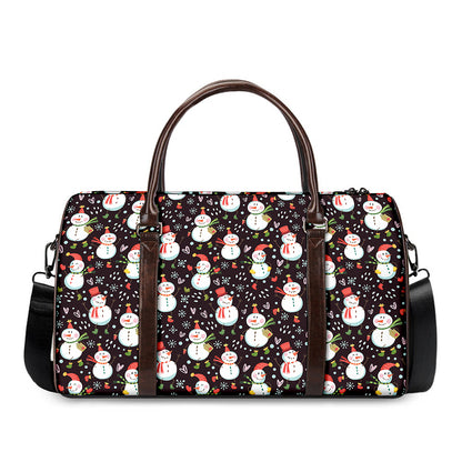 Happy Snowman Pattern Print Duffle Bag