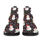 Happy Snowman Pattern Print Flat Ankle Boots