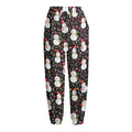 Happy Snowman Pattern Print Fleece Lined Knit Pants