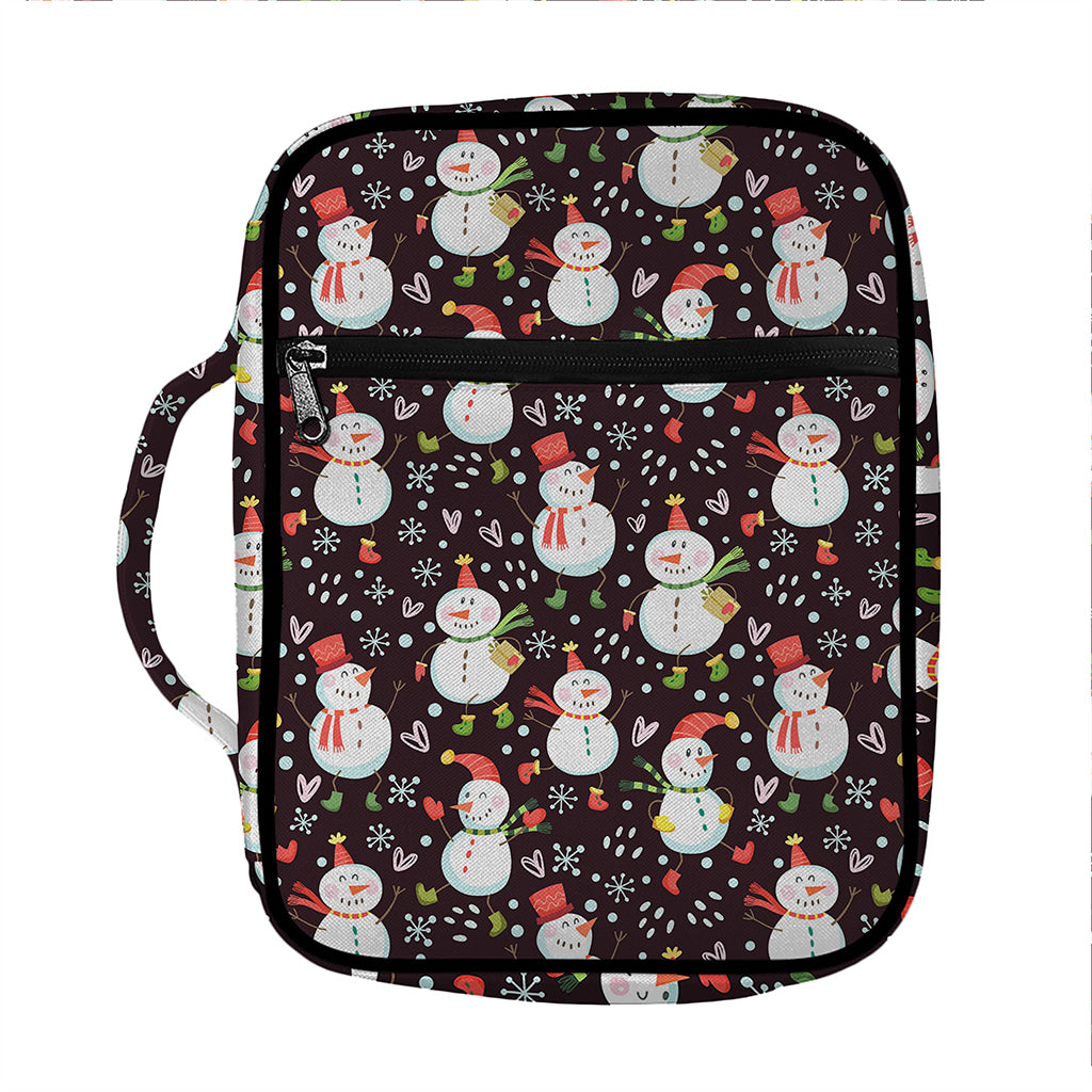 Happy Snowman Pattern Print Front Pocket Bible Bag