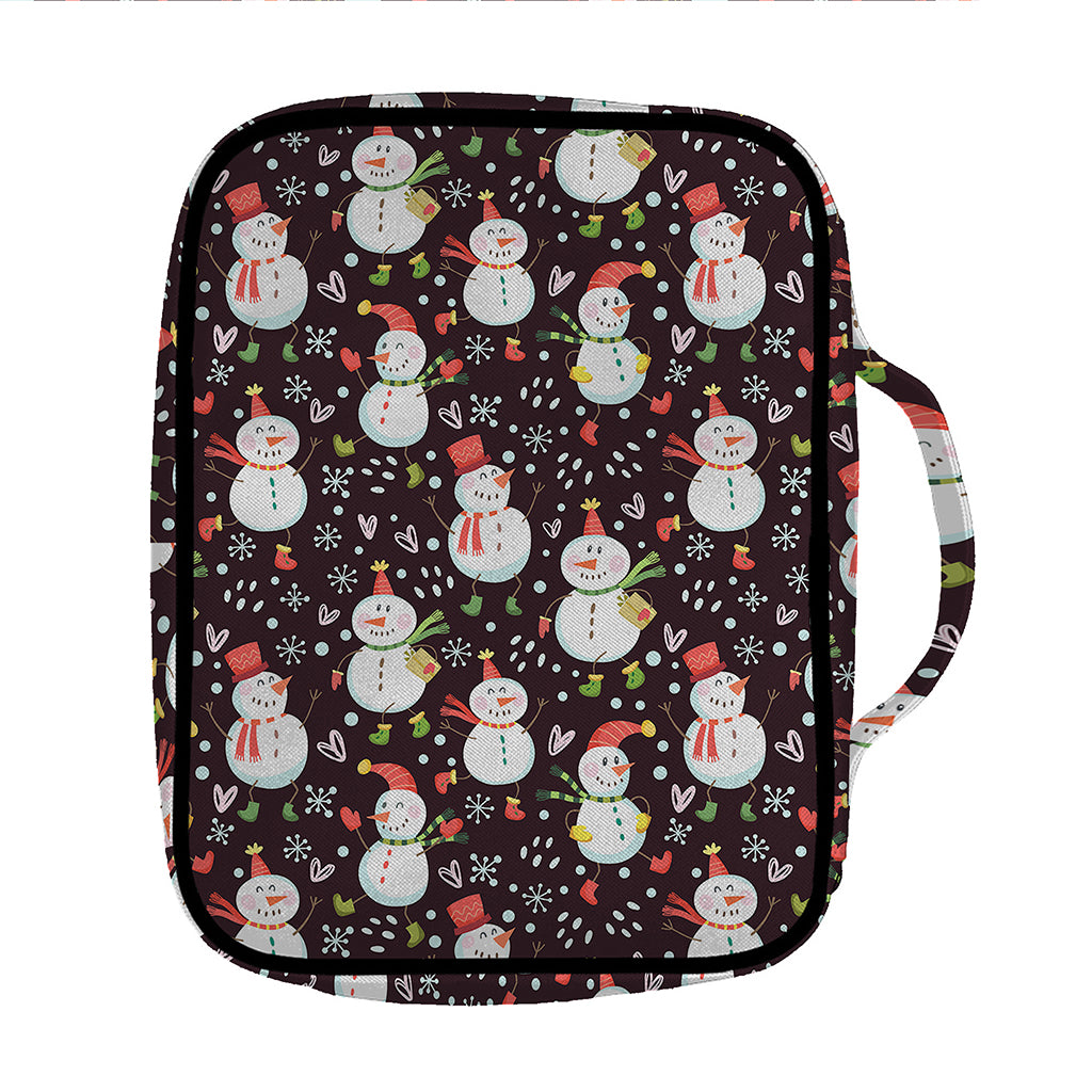 Happy Snowman Pattern Print Front Pocket Bible Bag