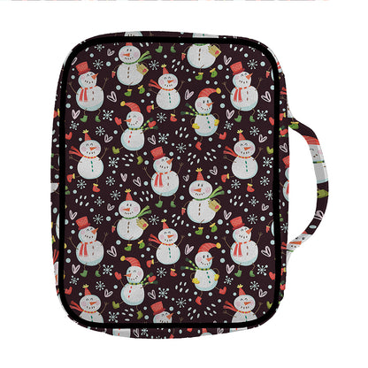 Happy Snowman Pattern Print Front Pocket Bible Bag