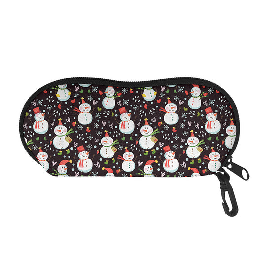 Happy Snowman Pattern Print Glasses Case