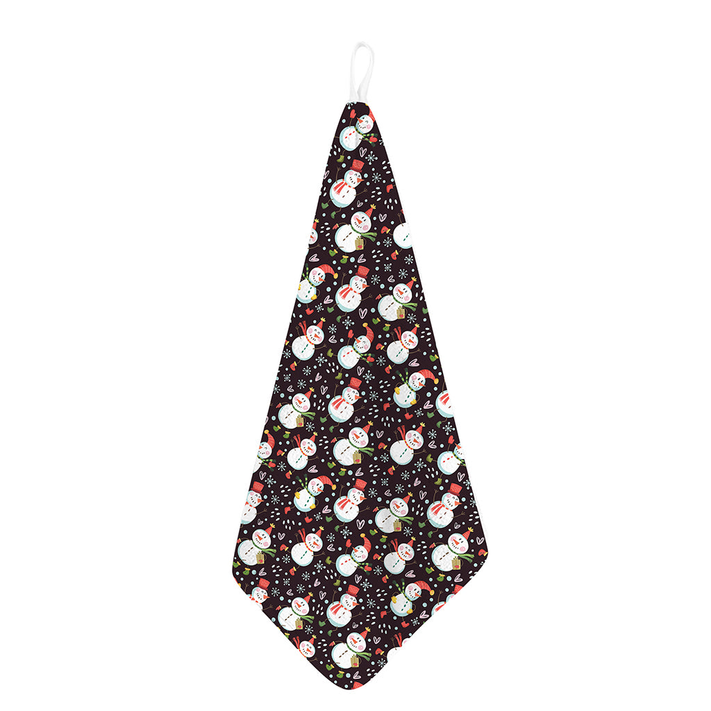 Happy Snowman Pattern Print Hand Towel