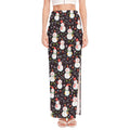 Happy Snowman Pattern Print High Slit Maxi Skirt