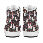 Happy Snowman Pattern Print High Top Leather Sneakers