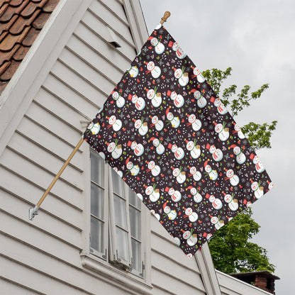 Happy Snowman Pattern Print House Flag