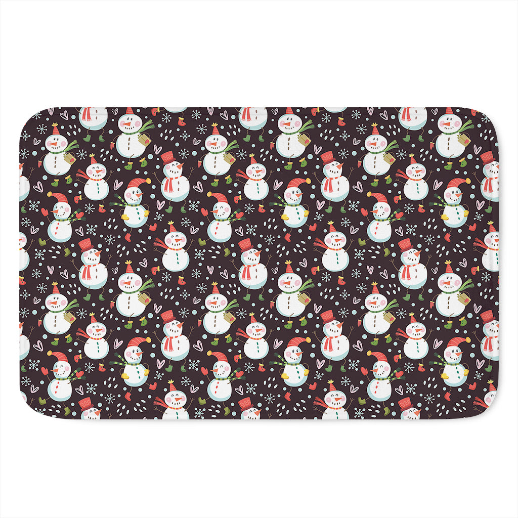 Happy Snowman Pattern Print Indoor Door Mat