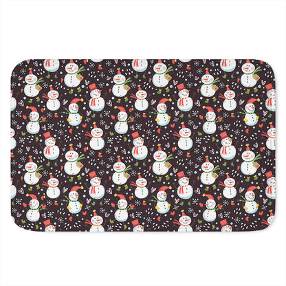 Happy Snowman Pattern Print Indoor Door Mat