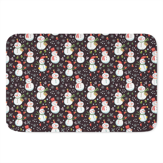 Happy Snowman Pattern Print Indoor Door Mat