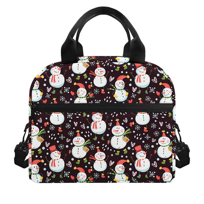 Happy Snowman Pattern Print Insulated Lunch Bag