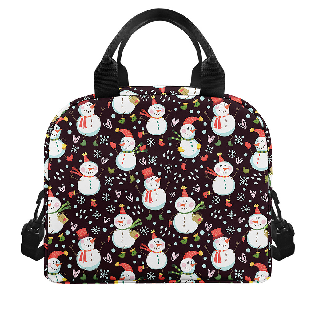 Happy Snowman Pattern Print Insulated Lunch Bag