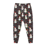 Happy Snowman Pattern Print Jogger Pants