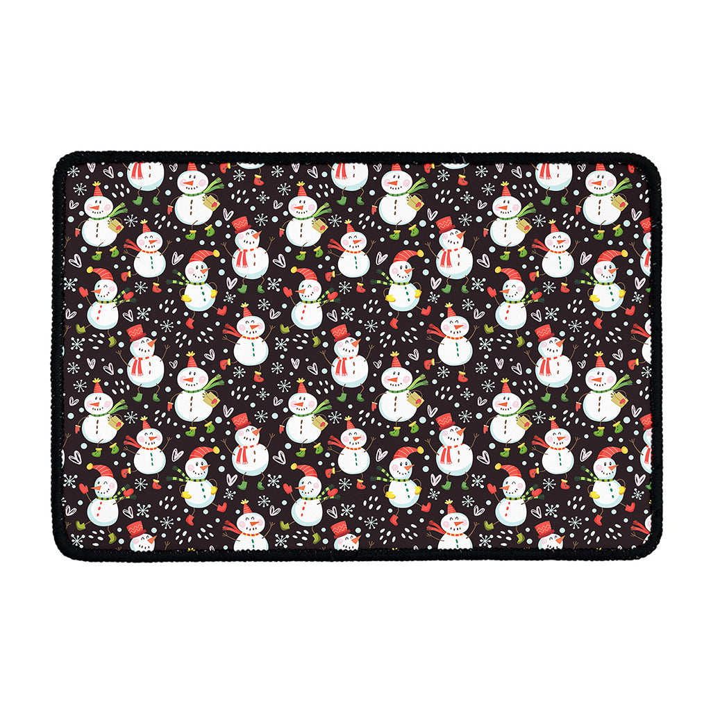 Happy Snowman Pattern Print Kitchen Mat
