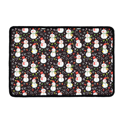 Happy Snowman Pattern Print Kitchen Mat