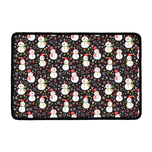 Happy Snowman Pattern Print Kitchen Mat