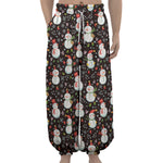 Happy Snowman Pattern Print Lantern Pants